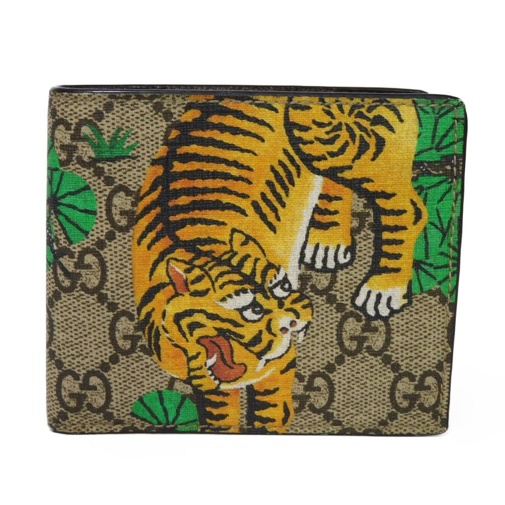 GUCCI グッチ タイガー ショート フォールド ウォレット ベンガル 虎 和柄 ベージュ マルチカラー スクエア バイフォールド 札入れ  カードケース パスケース GGスプリーム 二つ折り財布 451465 K6D1T 8651 - メルカリ