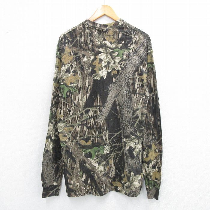 XL/古着 長袖 ビンテージ Tシャツ メンズ 00s BOWHUNTERS モッシーオーク 胸ポケット付き ロング丈 コットン クルーネック 茶他 ブラウン 