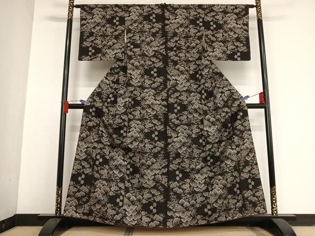 平和屋着物○本場大島紬 割込絣 松竹梅 正絹 逸品 未使用 AAAU0037np