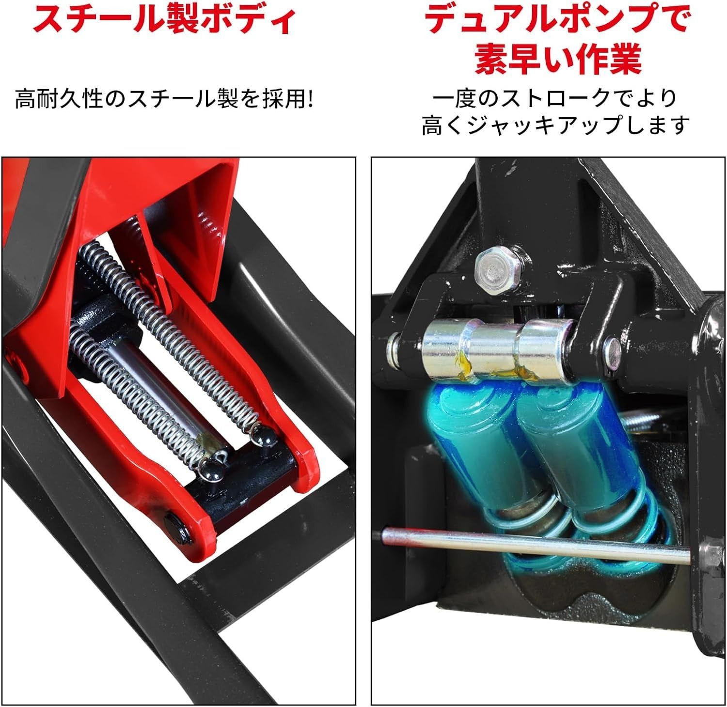 BIG RED ガレージジャッキ 3t 油圧式フロアジャッキ 最低位83mm/最高位463mm ジャッキ デュアルポンプ式 ローダウン 低床 ジャッキアップ タイヤ交換 ホイール交換 車用