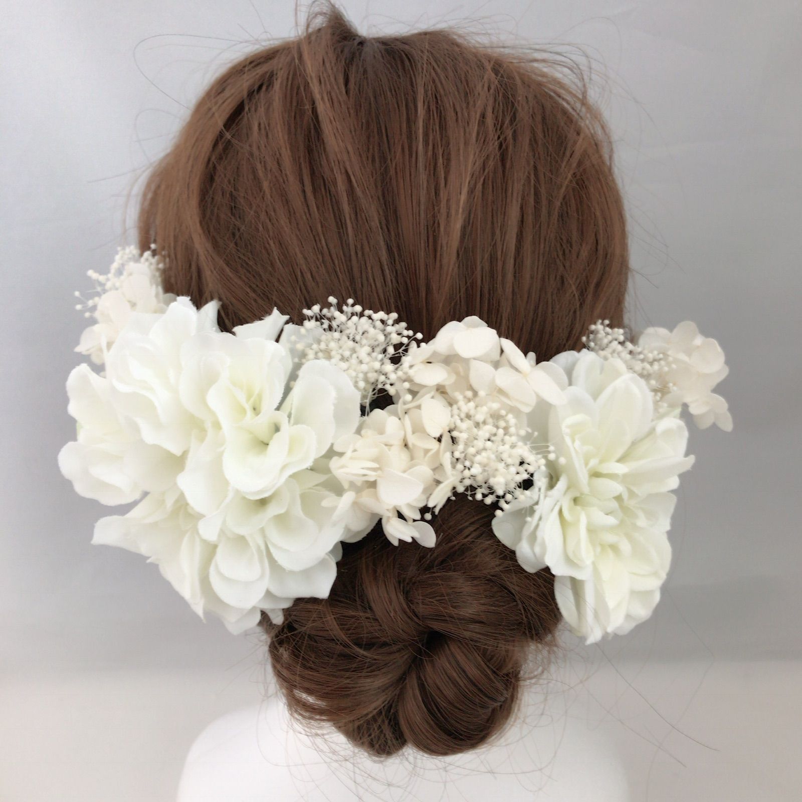 プリザーブドフラワー ヘッドドレス*結婚式*ウェディング❁髪飾 m052