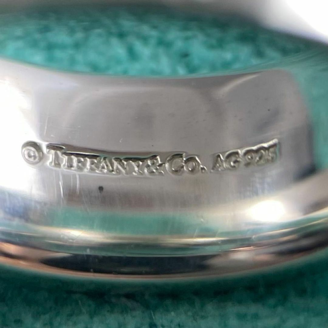 TIFFANY&Co.【極美品】バンドカラーリング　13号 925 エナメル ティファニー 13号 ブルー エナメル ハート バンド リング RM3fe
