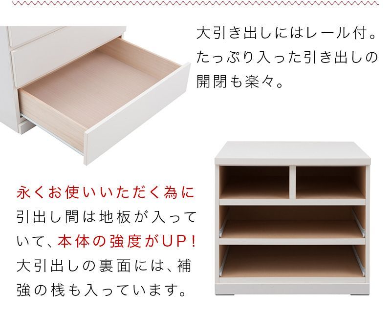 ANS1008583 押入れタンス 幅75 奥行65 3段 ホワイト 木製 完成品 日本