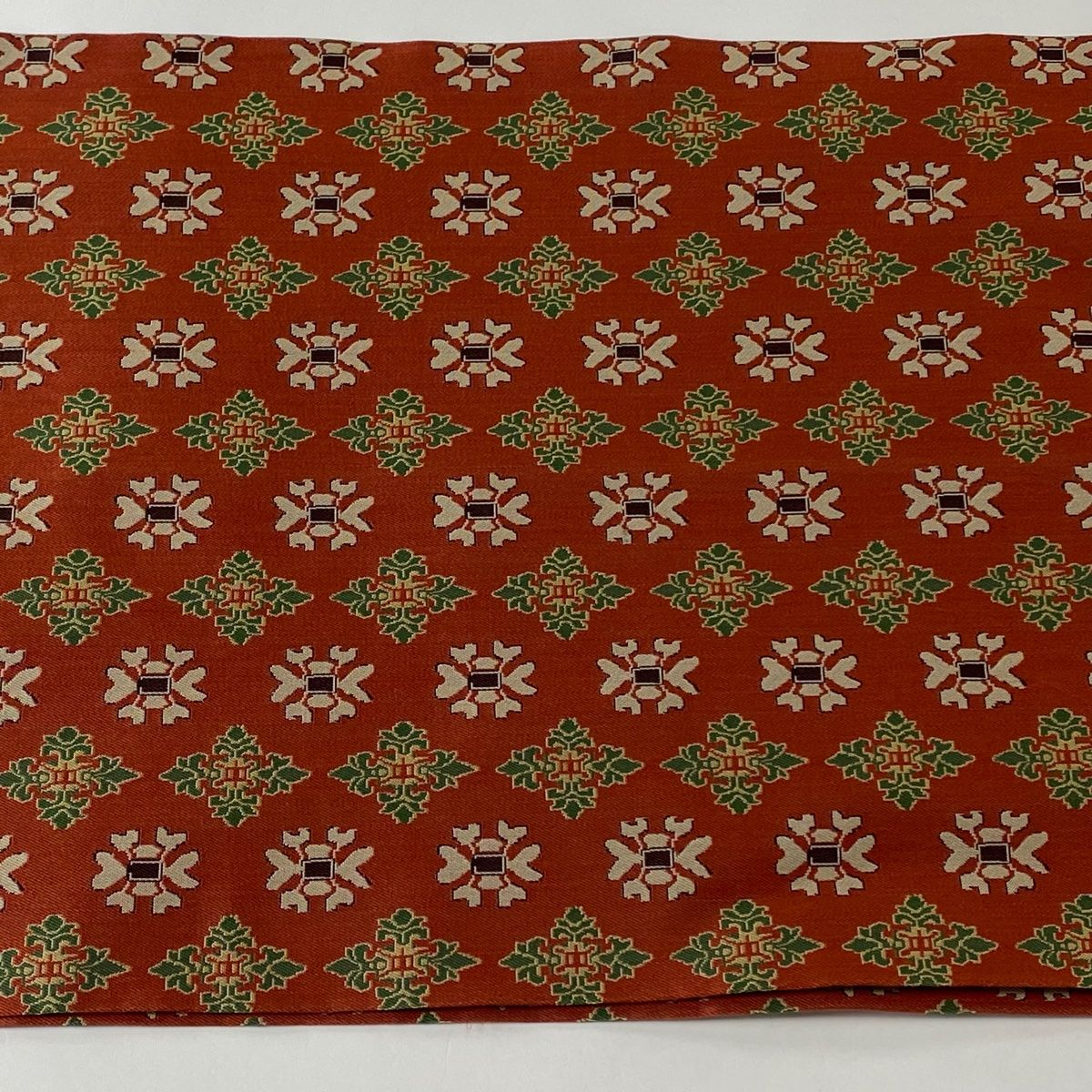 開き名古屋帯 美品 名品 龍村美術織物 幾何学 赤茶 正絹 【美品】