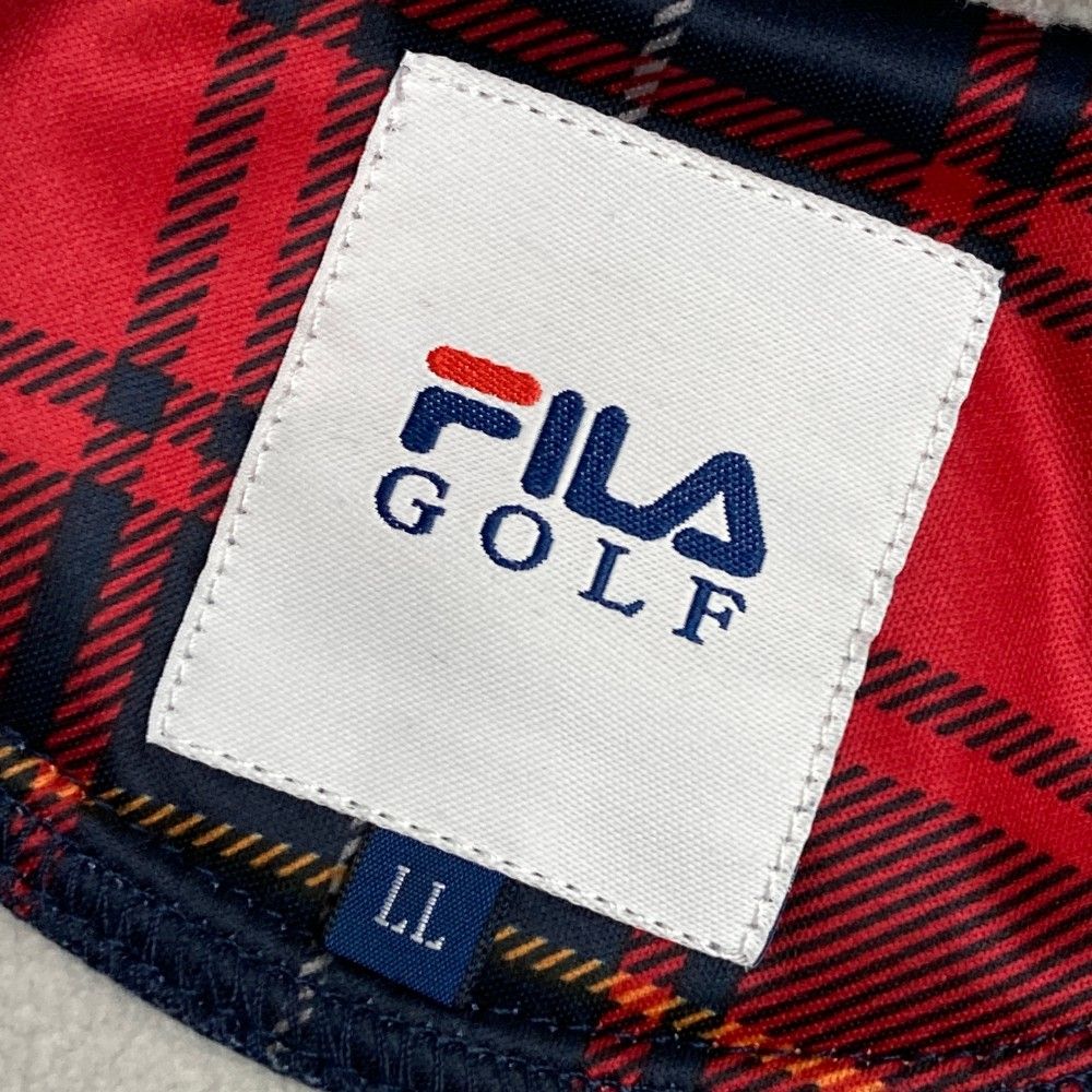 サイズ：LL FILA GOLF フィラゴルフ  ジップジャケット チェック レッド系 [240101438199] ゴルフウェア メンズ ストスト サイズ：LL FILA GOLF フィラゴルフ ジップジャケット チェック