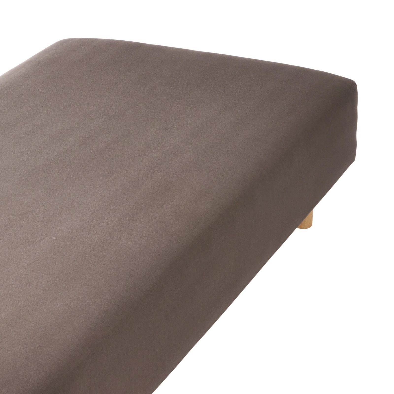 無印 フィットするボックスシーツ ブラウン セミダブル|ダブル兼用 120-140×200×18-28cm用 綿混 83332488