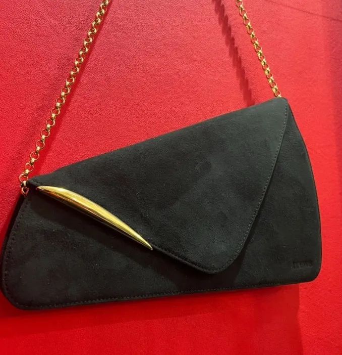 LOEWE ロエベ ゴールド チェーンバッグ ブラック スウェード（日本直送 