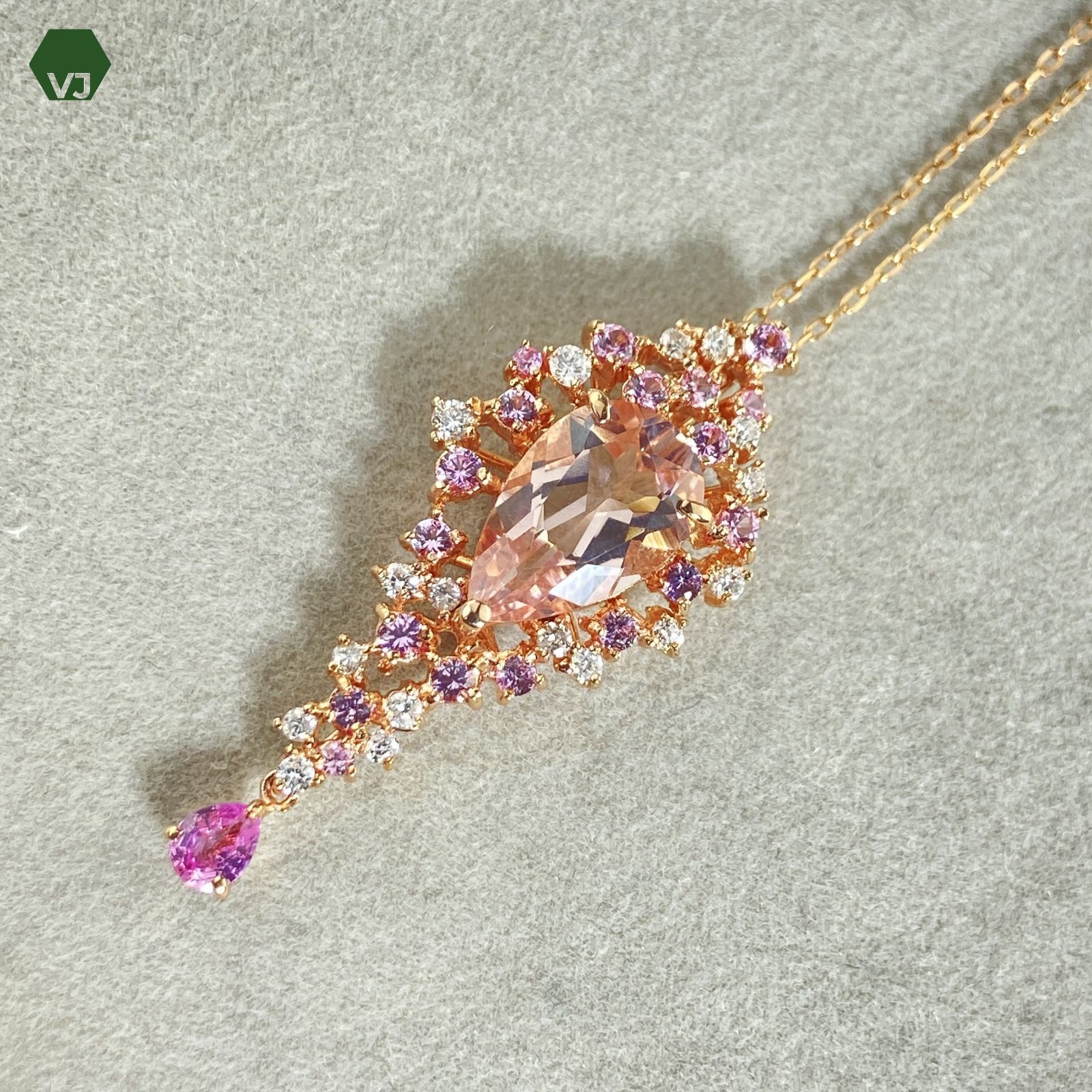 31-35】ピンクサファイアダイヤネックレスS0.77ct D0.3ct