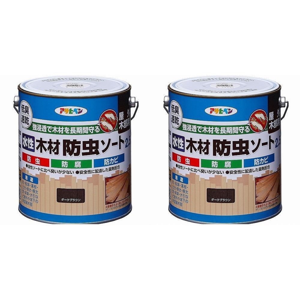 アサヒペン 木材防虫防腐ソート ２．５Ｌ ブラウン ６缶セット 塗料、塗装