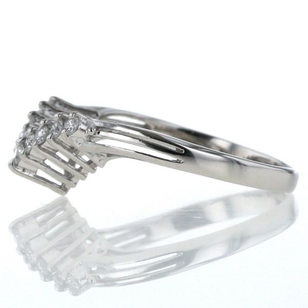 Pt850 プラチナ リング ダイヤモンド 0.16ct V字 ライン 指輪 10