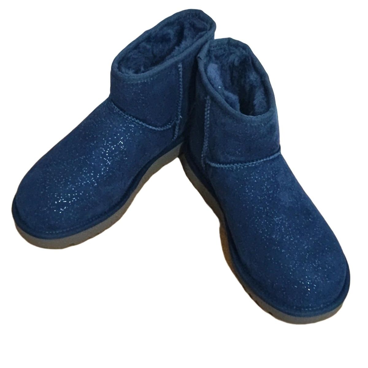UGG アグ ショートブーツ 24 レディース クラシックミニ ミルキーウェイ 1104110 ネイビー ラメ ムートン