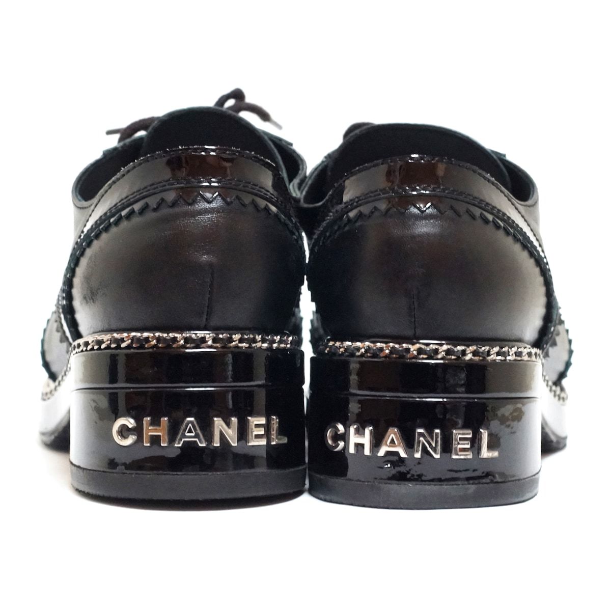 CHANEL(シャネル) シューズ 37 C レディース G35316 黒 レースアップ ...