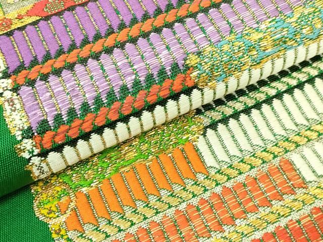 平和屋本店□最高級 龍村平蔵製 太鼓柄 本袋帯 威毛錦 金銀糸 逸品