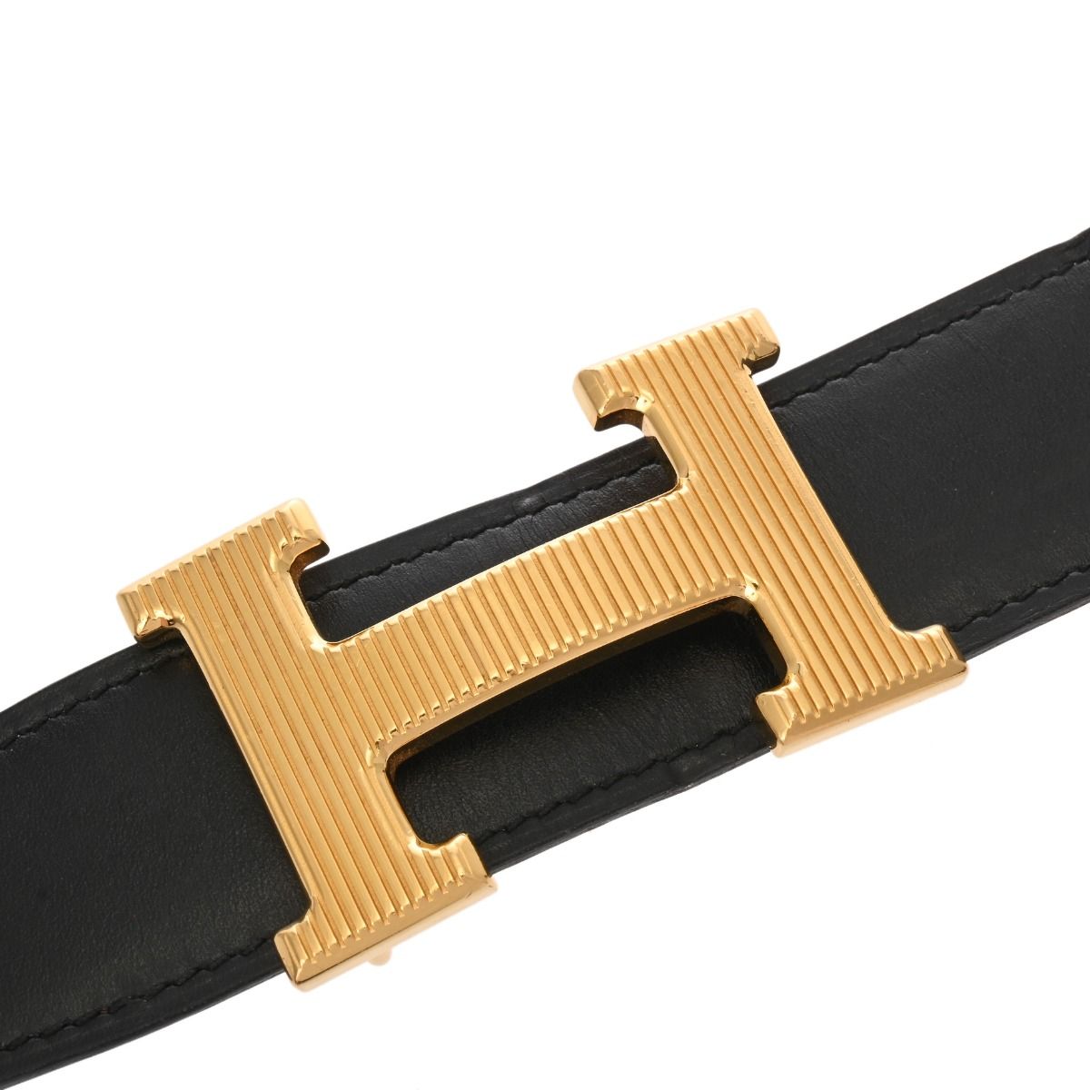 エルメス Hベルト ゴールドバックル サイズ85 リバーシブル ブラック  