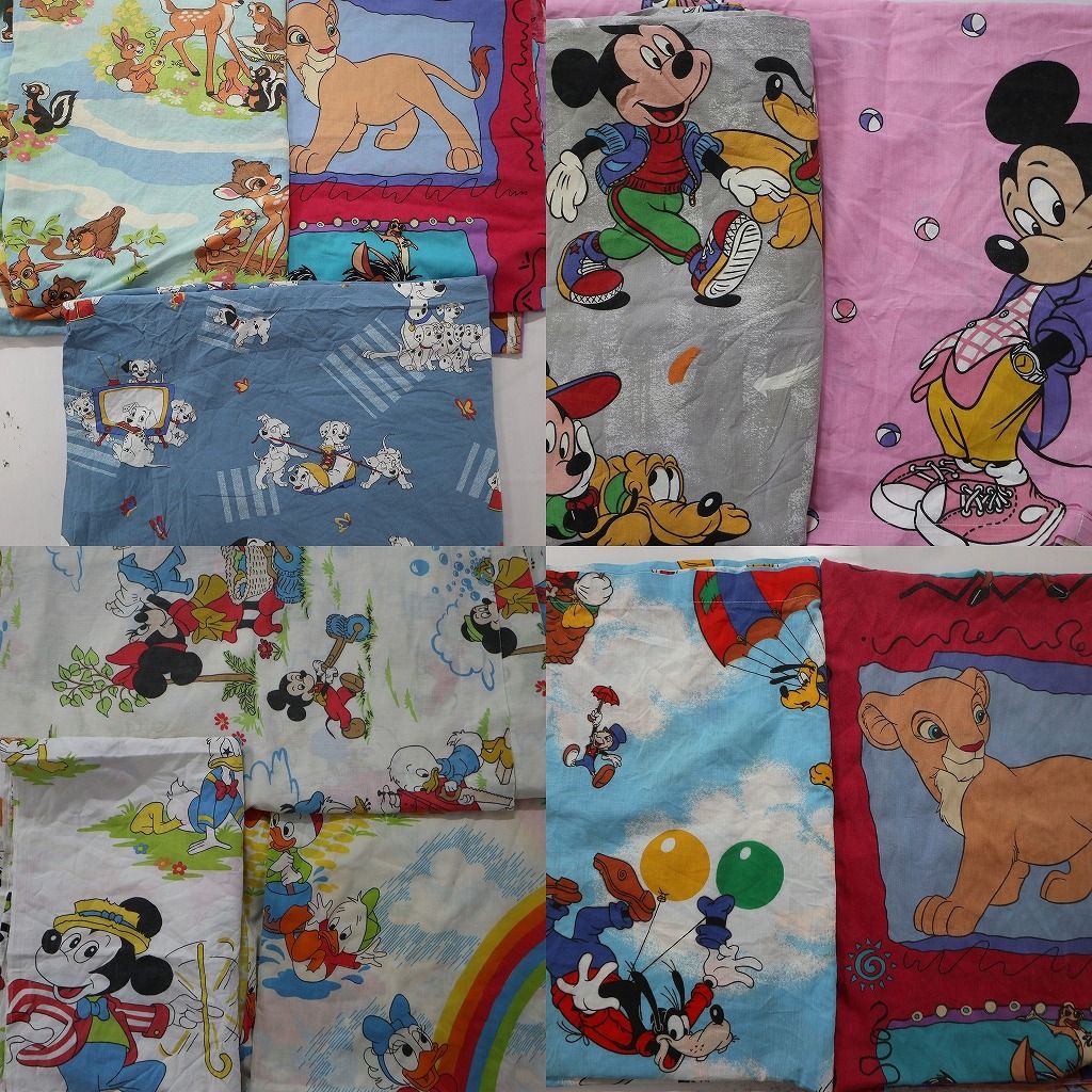 Vintage オールドディズニー ミッキー ベッドシーツ リメイク生地 素材 キャラクター アメリカ仕入れ ヴィンテージ ビンテージ B0204 おススメ Vintage ベッドシーツ オールドディズニー ミッキー ミニー