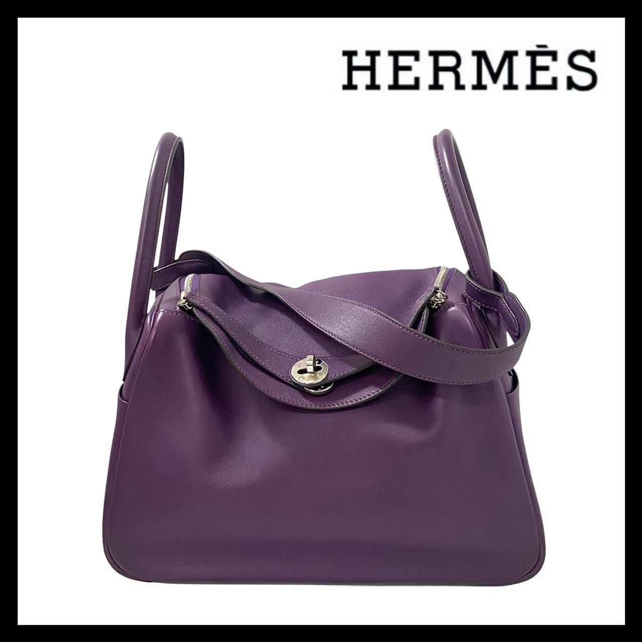 M【HERMES】リンディ 30 □Q刻印 2Way バッグ レザー アネモネ