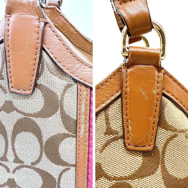 COACH コーチ トートバッグ F31444ブラウン×ピンクキャンバス×レザー COACH コーチ トートバッグ F31444 ブラウン×ピンク系