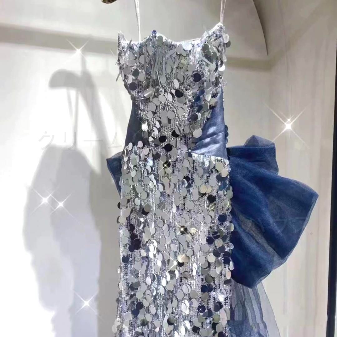 スパンコールがゴージャスでオシャレな半袖 イブニングドレス スパンコールがゴージャスでオシャレな半袖 イブニングドレス