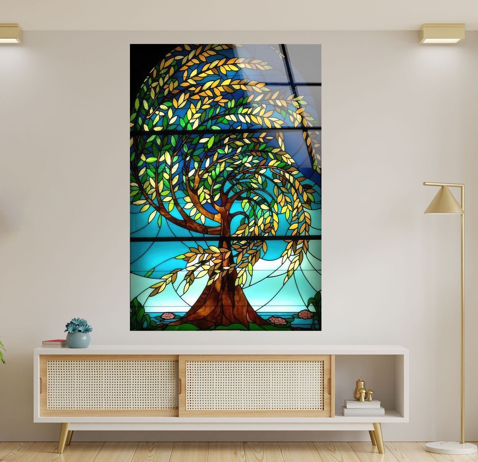 ガラス絵画 ガラスウォールアート ガラスアート素材：4mmの強化ガラス、ガラスの壁