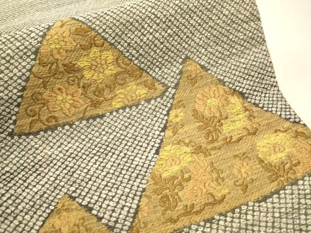 平和屋着物●六通柄袋帯　唐織　短冊鳳凰花文　黒地　金銀糸　正絹　逸品　CABB9554hy 平和屋着物◎佐賀錦 六通柄袋帯 鳳凰花文 金銀糸 正絹 逸品 AABI1036yx