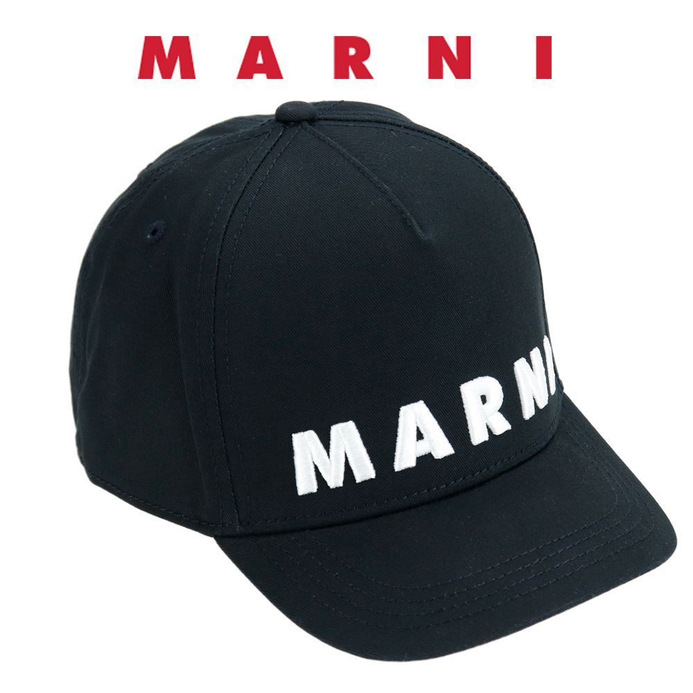 マルニ キャップ MARNI KIDS M01470 M00J2 0M900 ブラック 大人でもOK ギャバジンベースボールキャップ マルニキッズ コットン 3Dロゴ刺繍 サイズ調整