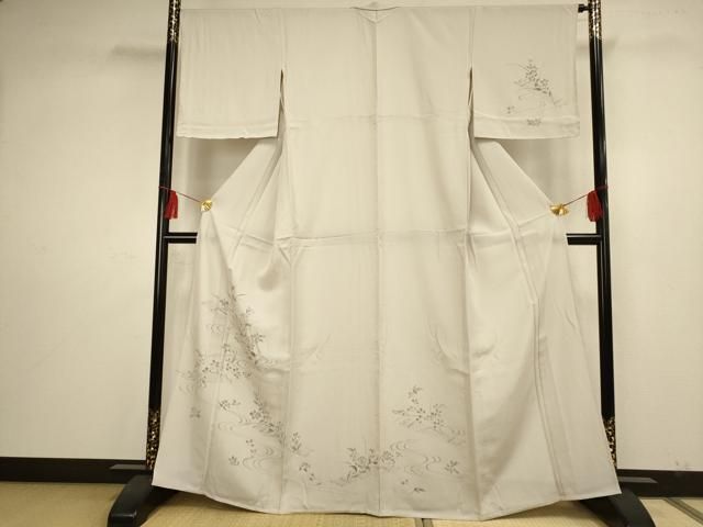 平和屋着物▽訪問着　単衣　流水草花文　正絹　逸品　未使用　AAAS4931fy 平和屋着物▽訪問着 単衣 流水草花文 正絹 逸品 未使用 AAAS4931fy