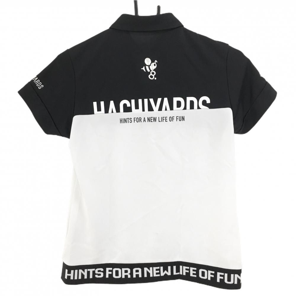 8YARDS 半袖ポロシャツ ネイビー×ホワイト Sサイズ 美品】ハチヤーズ 半袖ポロシャツ ダークネイビー×白 後ろ上部柄