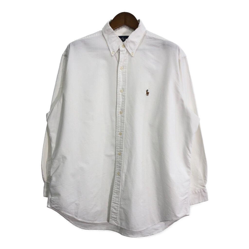 RALPH LAUREN ラルフローレン YARMOUTH ボタンダウン 長袖シャツ ワンポイントロゴ ホワイト (メンズ 17) 中古 古着 R4214