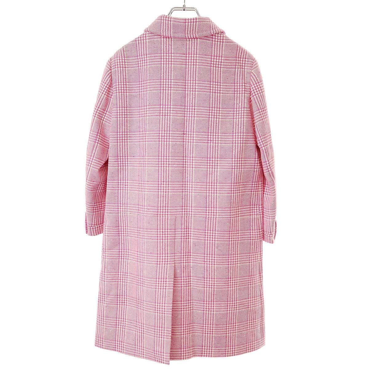 miu miu ミュウミュウ チェックロングコート MS823 1R7D ピンク 42