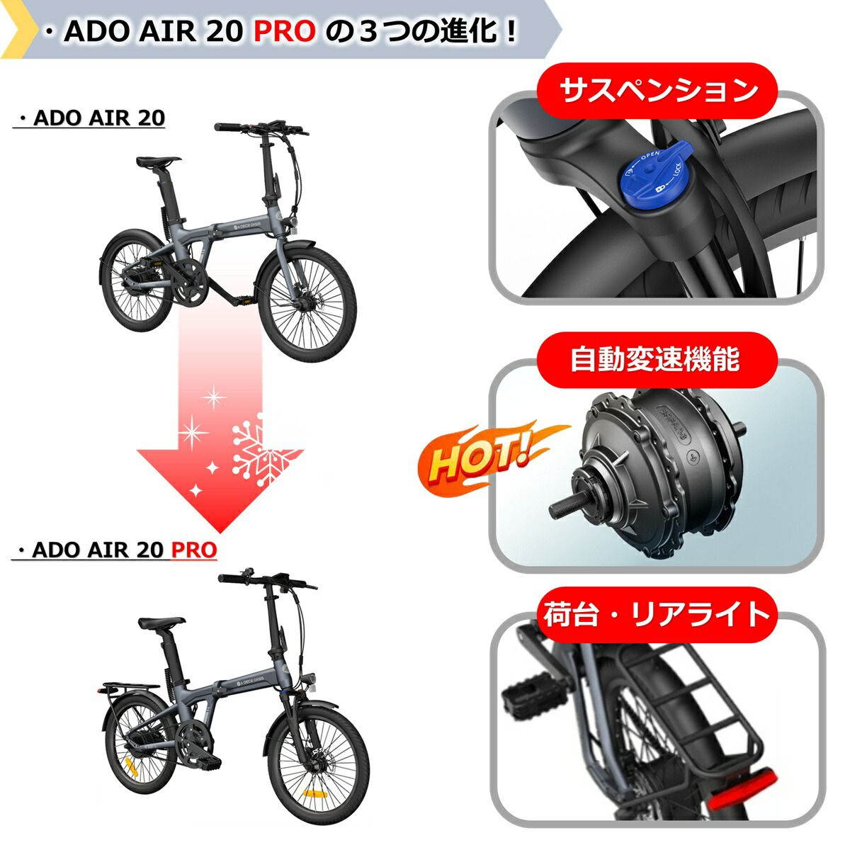 プレゼント付［型式認定済］【ADO AIR 20 PRO】電動アシスト