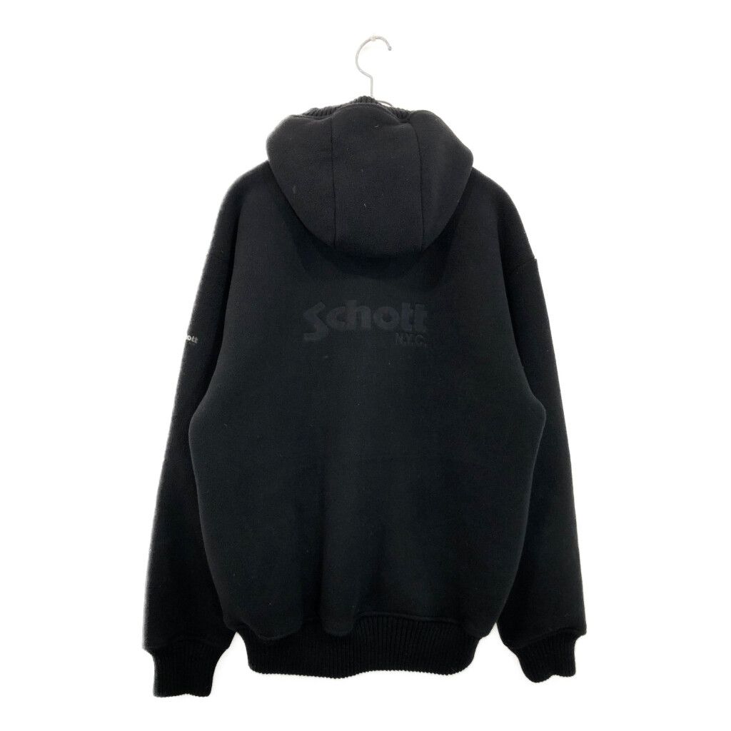Schott ショット フルジップ ボアスウェットパーカー 大きいサイズ ブラック メンズ XL 古着 v4011