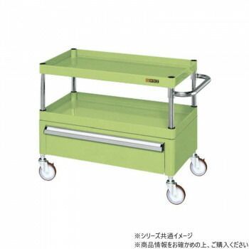 サカエ CSパールワゴン中量タイプ 引出し付 グリーン CSP-7562CNU