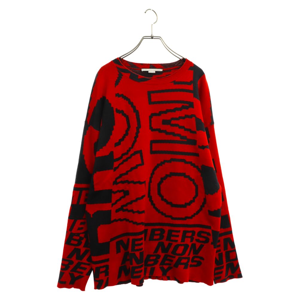 STELLA McCARTNEY (ステラマッカートニー) 総柄 クルーネックニット 長袖セーター レッド