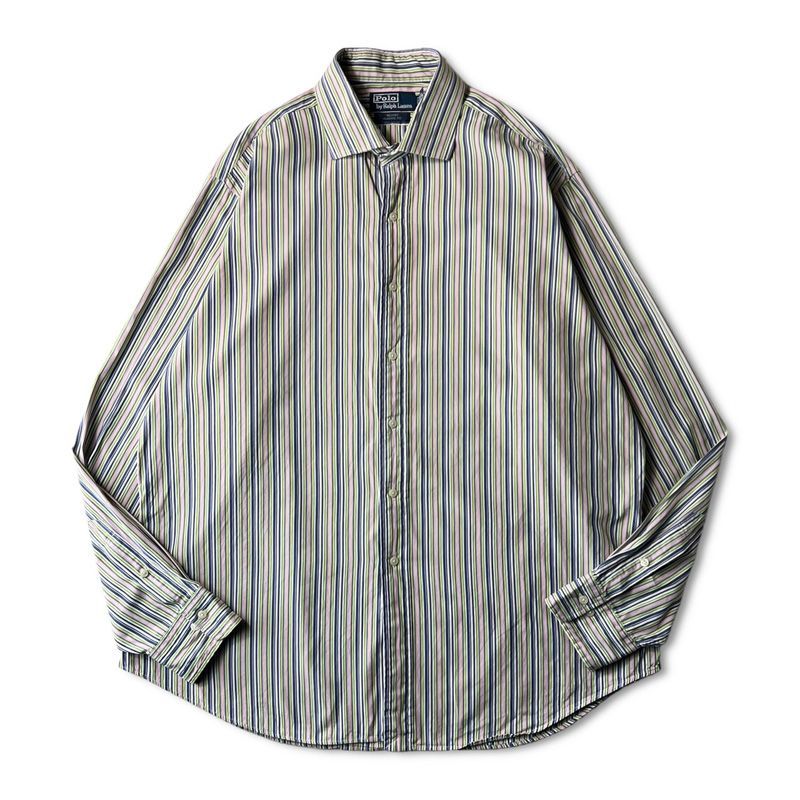 90s POLO RALPH LAUREN マルチカラー ストライプ 長袖 ドレス 90s POLO RALPH LAUREN マルチカラー ストライプ 長袖 ドレス