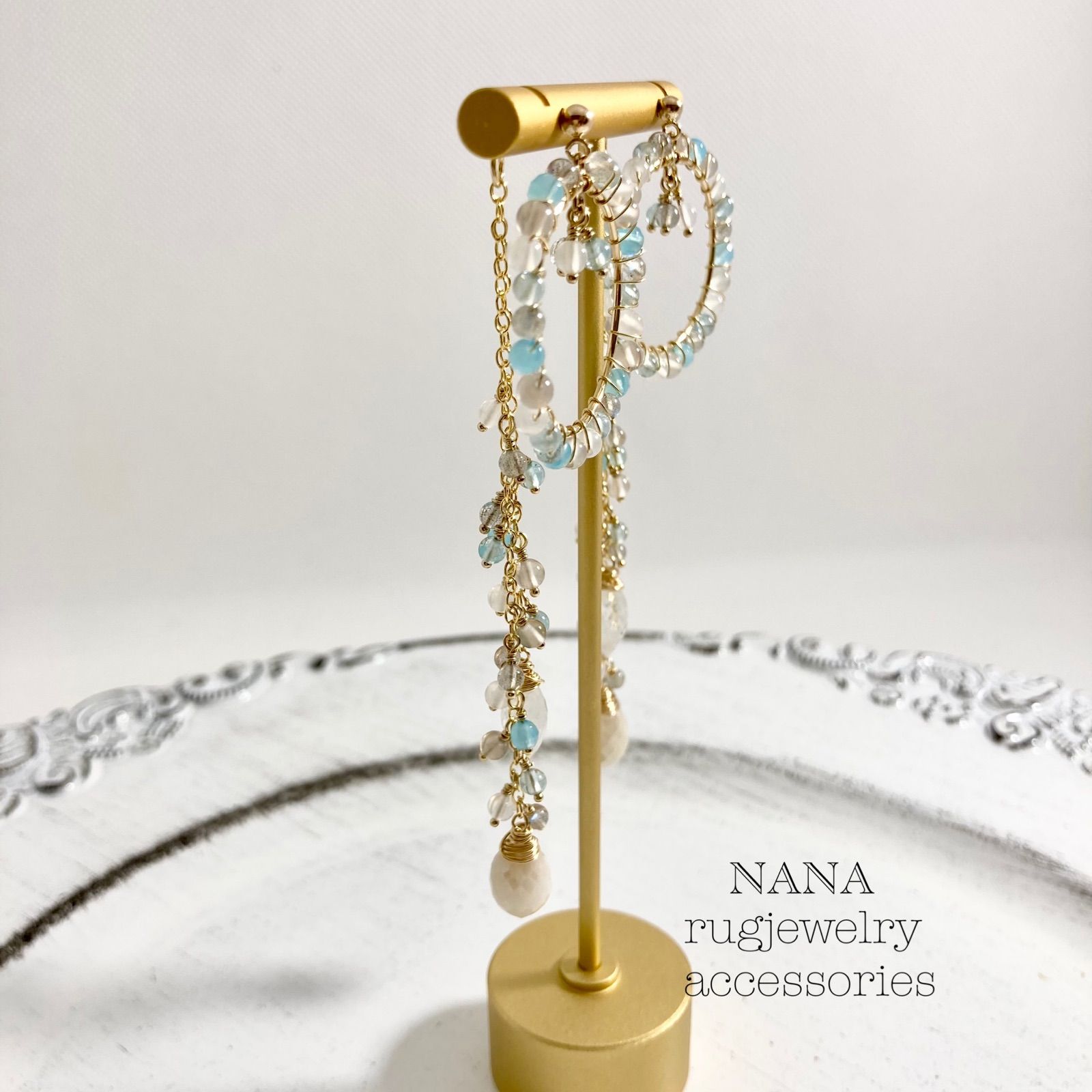 14kgfソフトカラーのラウンドフープスタイルつぶつピアス | ピアス アクセサリー 14K 3&frasl;4フープピアス ハーフハード