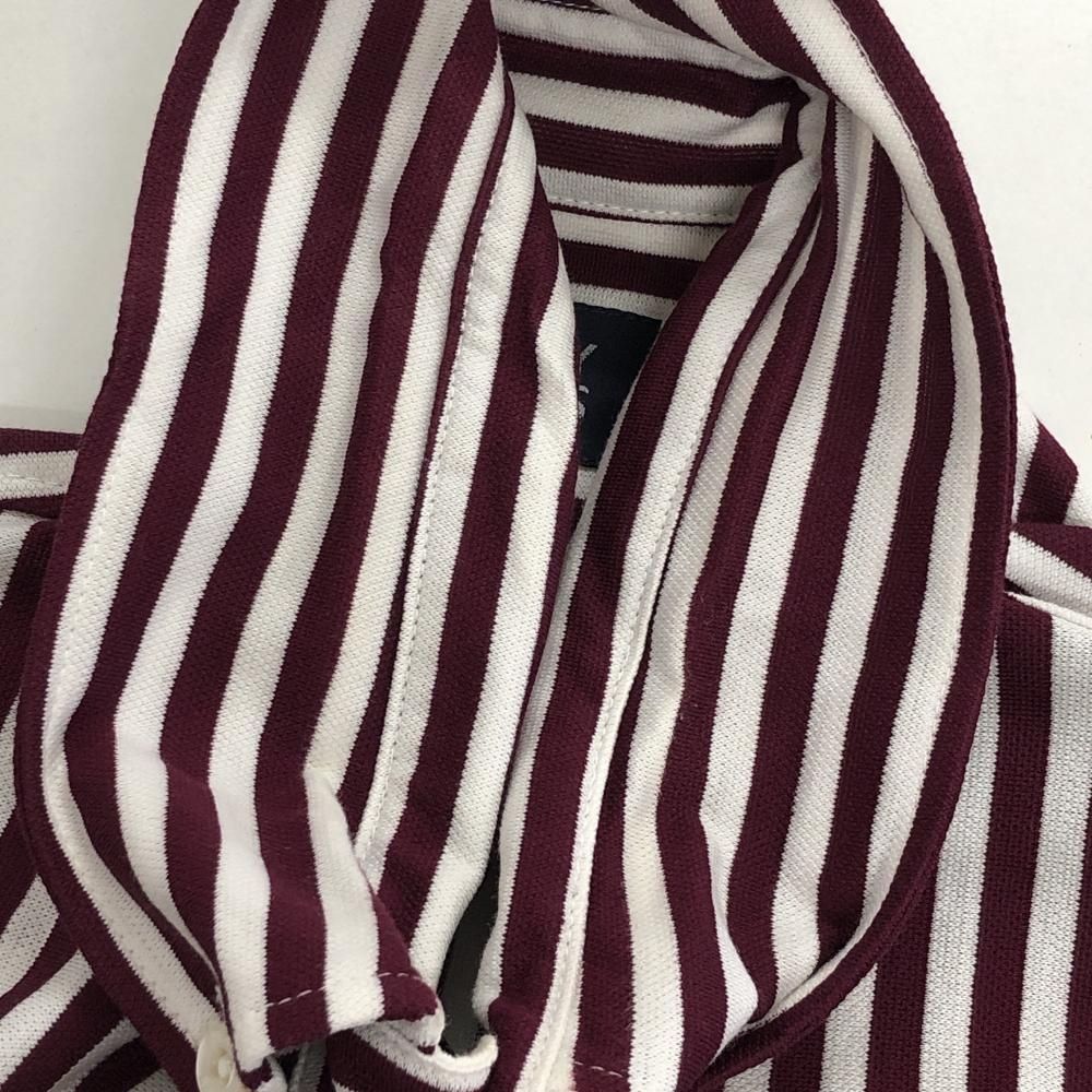 ☆特価☆パーリーゲイツ 長袖シャツ ボルドー×白 ストライプ
