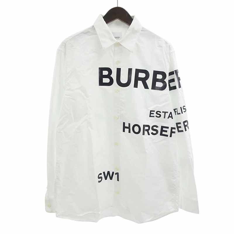 バーバリー|BURBERRY 20SS Horseferry ホースフェリー プリントシャツ 長袖シャツ ホワイト サイズ メンズM