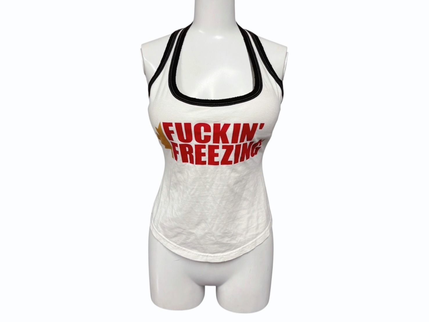 DSQUARED2 ディースクエアード タンクトップ ノースリーブ FUCKIN ZING ホワイト コットン サイズS 4b007919