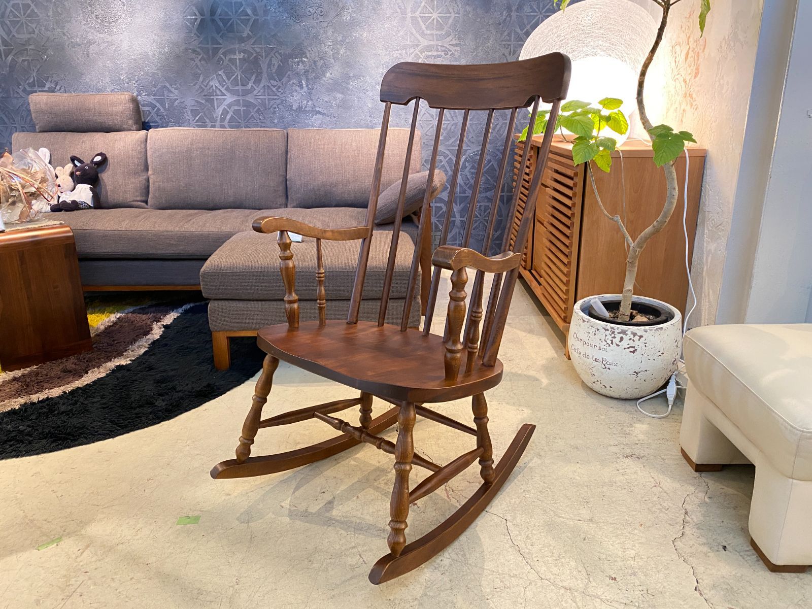 年代物のロッキングチェア レトロ ウィンザー ロッキングチェア 天然木