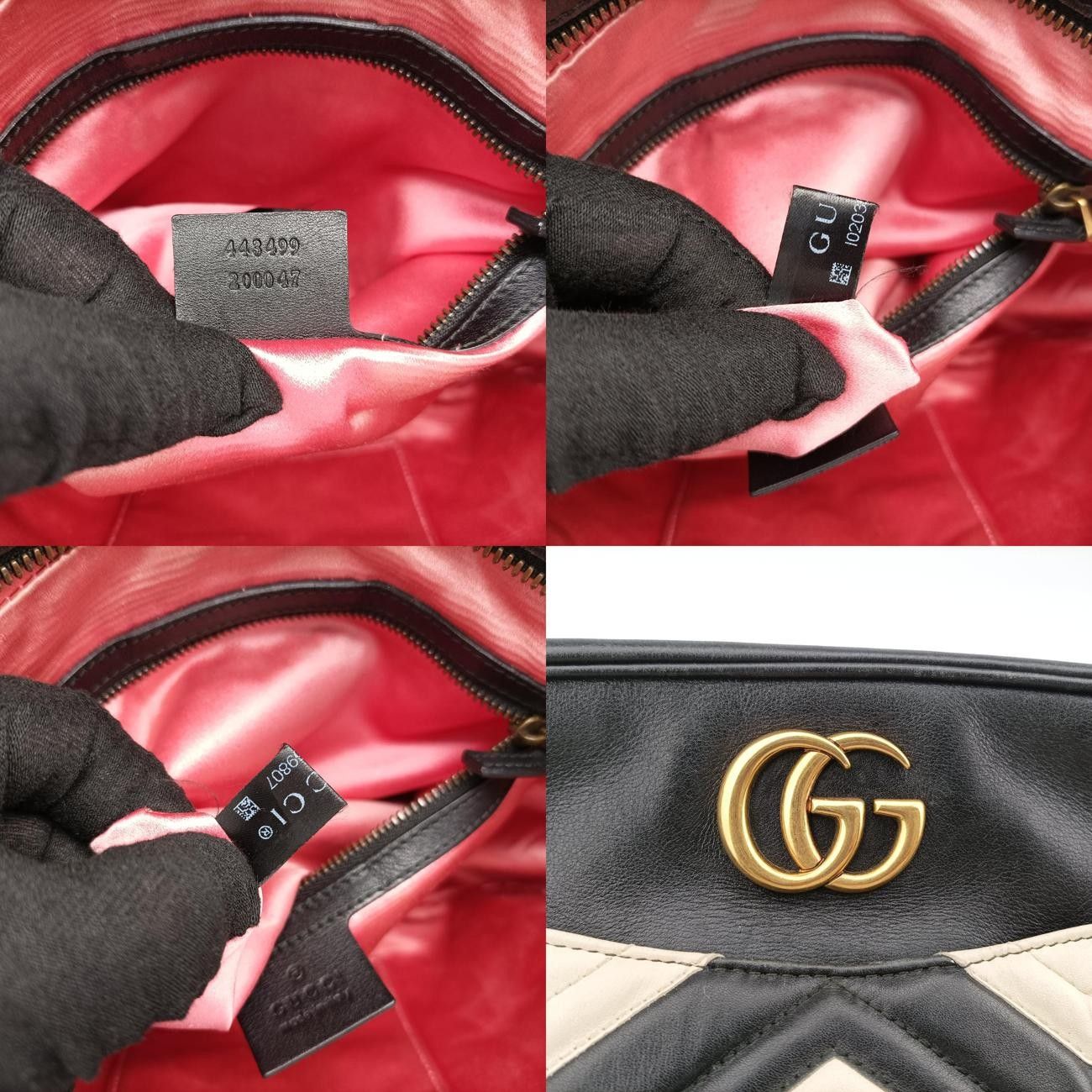 グッチGucciGGマーモントブラック×ホワイトレザー443499I020359807