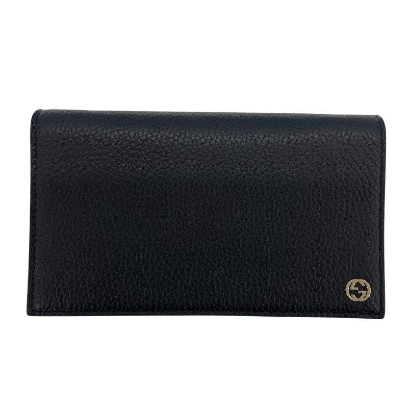 グッチ GUCCI インターロッキングG チェーンウォレット 466506 ブラック レザー レディース ウォレットチェーン