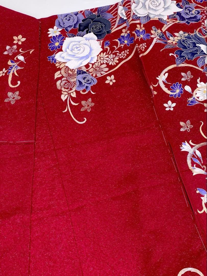 振袖 仮絵羽 舞台衣装 正絹 刺繍 金彩 銀彩 未仕立て品 八掛付き 