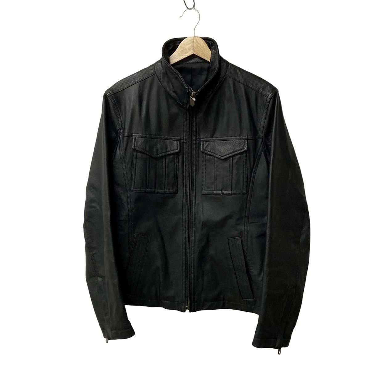 monsieur NICOLE ムッシュニコル ライダースジャケット サイズ48 XL メンズ - 黒 長袖 オールシーズン