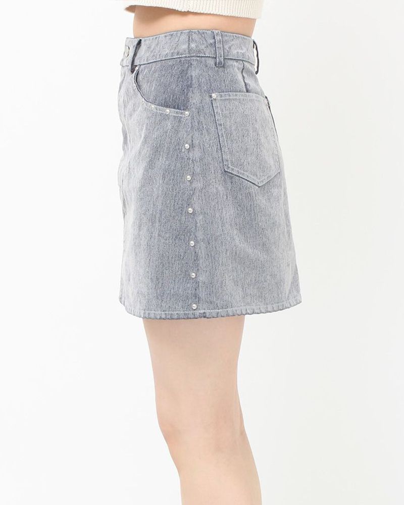 フロッキーデニムミニスカート 012550800201