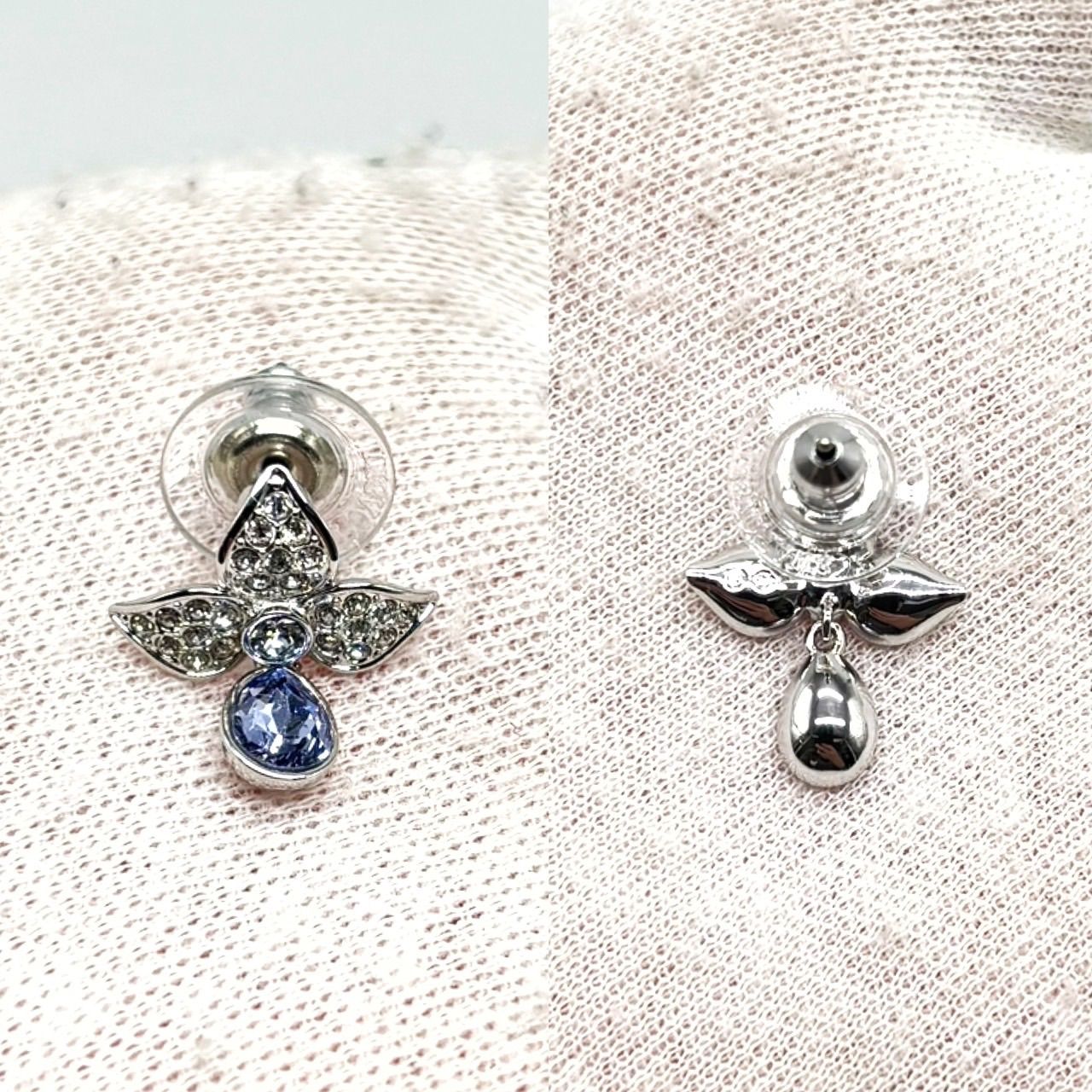 良品】 SWALOVSKI スワロフスキー ピアス ストーン ビジュー ブルー 