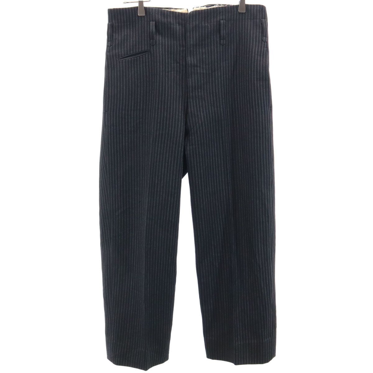 50s ヴィンテージ 針シンチ ストライプ柄 スラックスパンツ ネイビー系