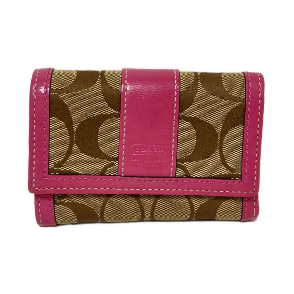 新品　COACH　コーチ　シグネチャー　ストラップ付き　カーキ/ピンク　長財布 COACH コーチ 財布 レディース 長財布 花柄 ストラップ ラウンド