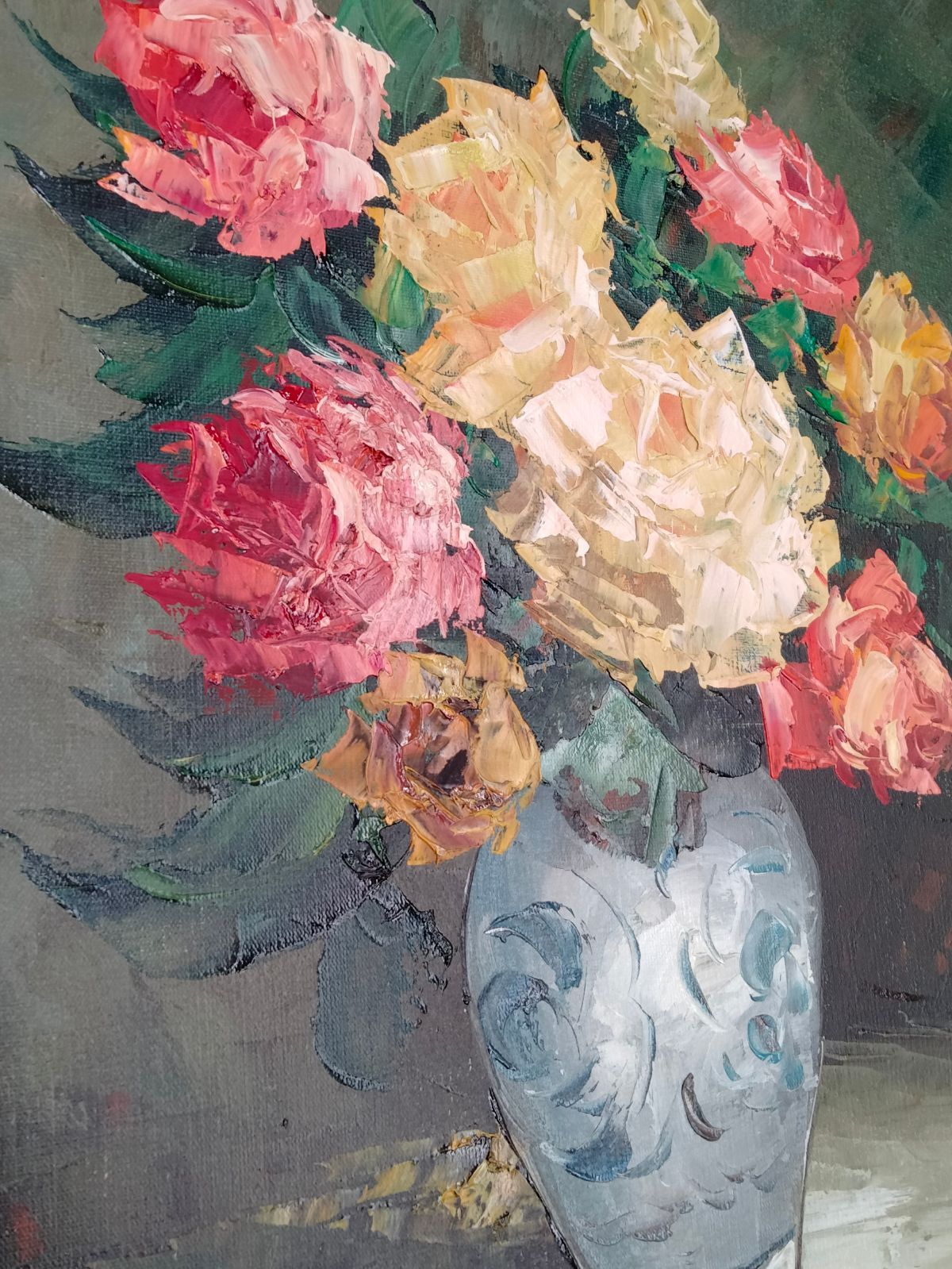 油彩画　「　ボタン園　」　原画　額付 油彩画 「 ボタン園 」 原画 額付