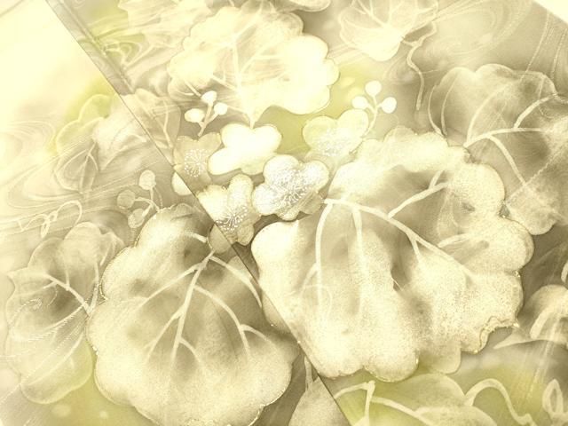 平和屋着物□訪問着 手描き 流水草花文 暈し染め 金彩 正絹 逸品