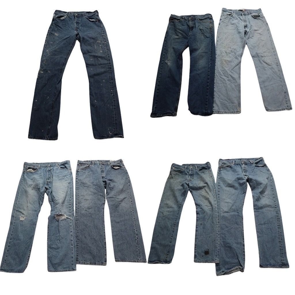 B品 古着卸 リーバイス 501 550 デニム MIX パンツ 7枚セット メンズ 31 |33 |35 |36 |38 ライトブルー 古着 MZ9104